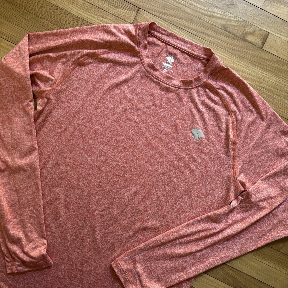 Rabbit Running Trail EZ Tee L/S Performance Shirt Mens Med Orange CA Gym Active